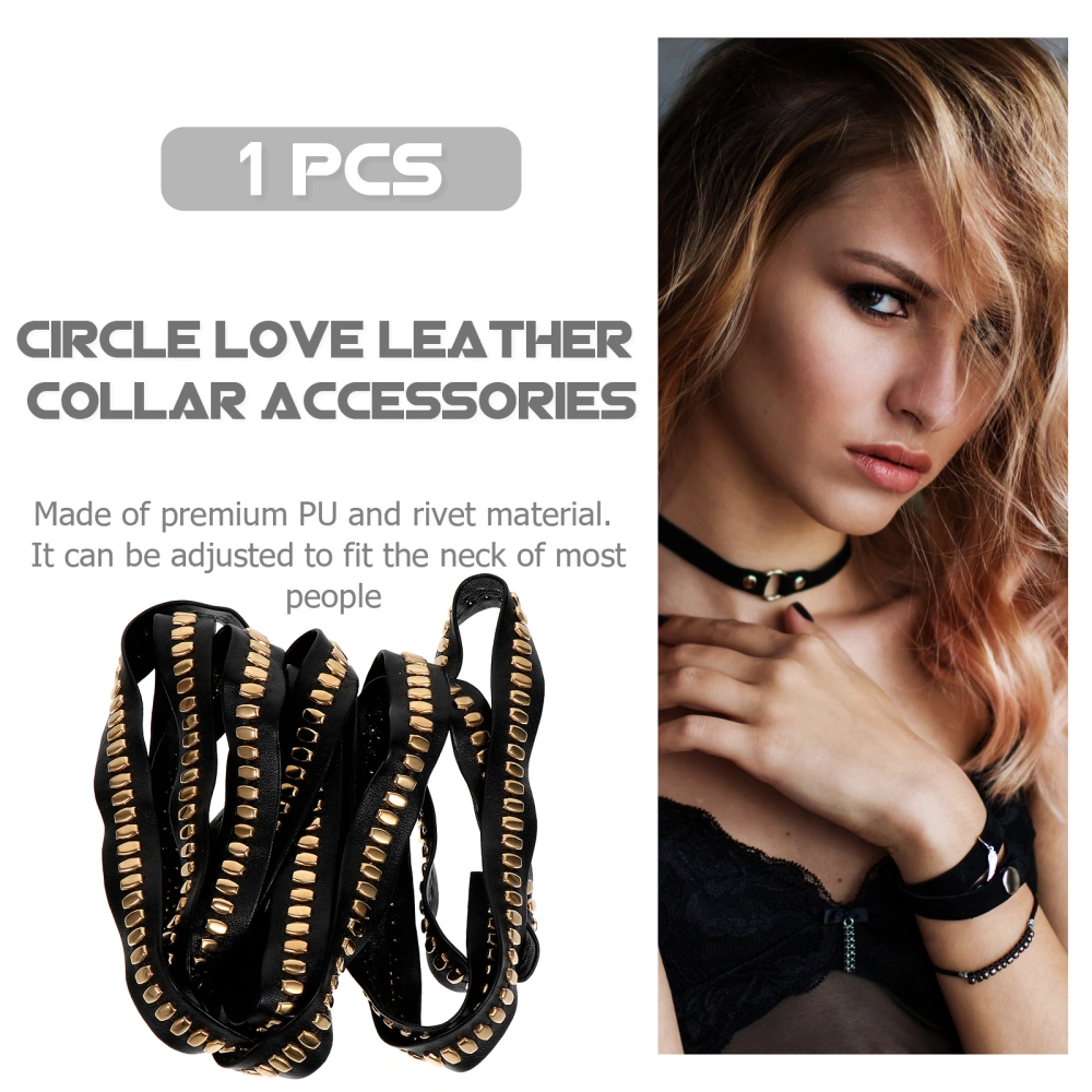 1pc Punk PU Leather Collar Necklace Nightclub Rivet Clavicle Chain Neck Chain