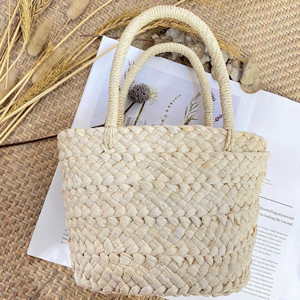 1Pc Delicate Handheld Flower Basket Weaving Wedding Natural Grass Basket