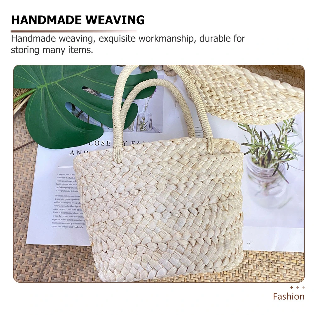 1Pc Delicate Handheld Flower Basket Weaving Wedding Natural Grass Basket