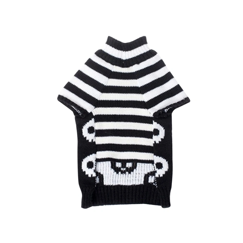 Halloween Dog Clothes Skull Stripe Dog Sweater Warm Pet Costume Pet Supplies for Autumn Winter Size S