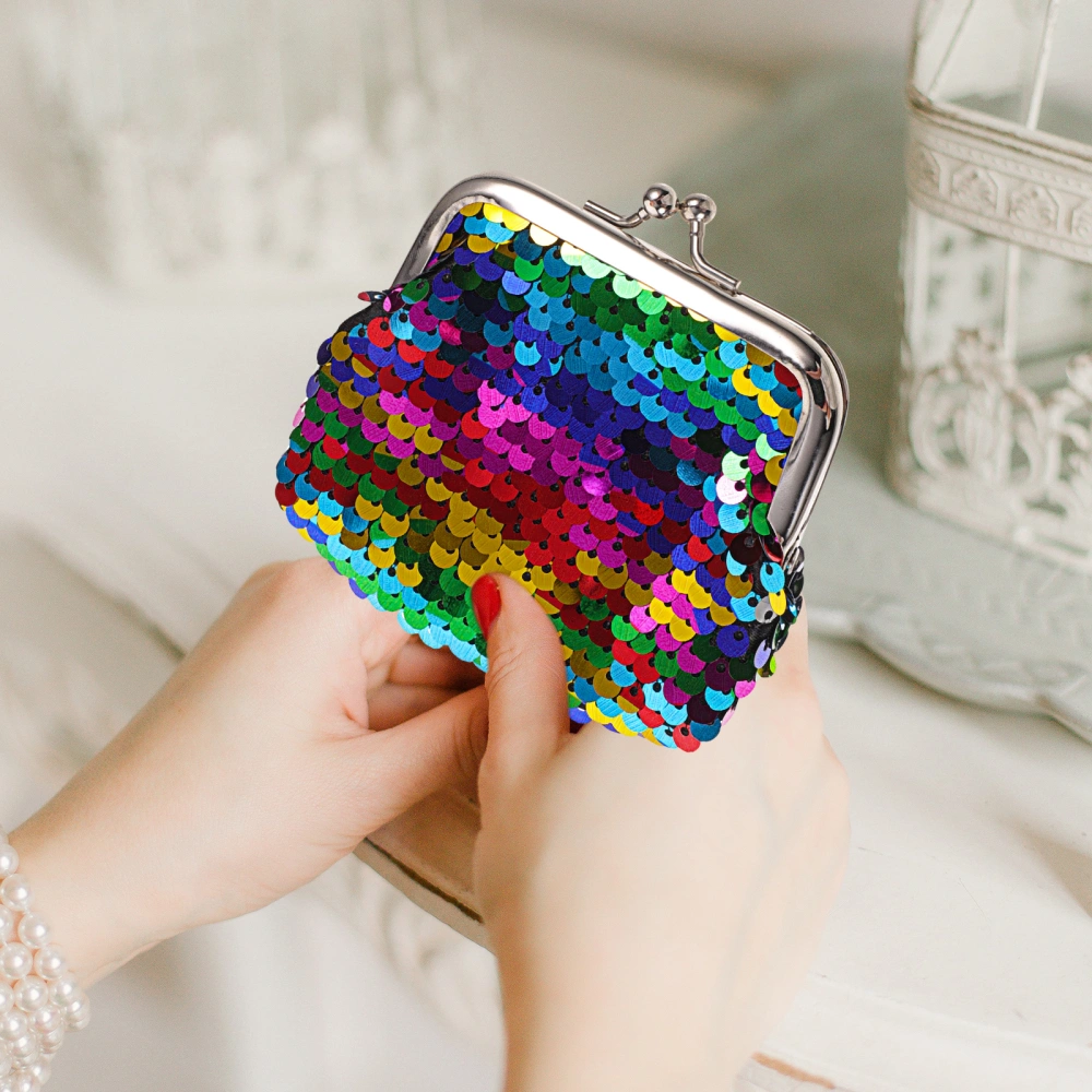 1pc Colorful Fashion Sequins Coin Purse Change Purse Mini Stylish Cosmetic Bag Purse Wallet