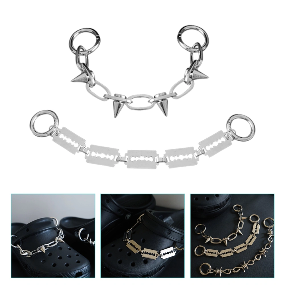 2pcs Shoe Chains Punk Style Shoe Charms Fashion Shoe Jewelry Ornaments