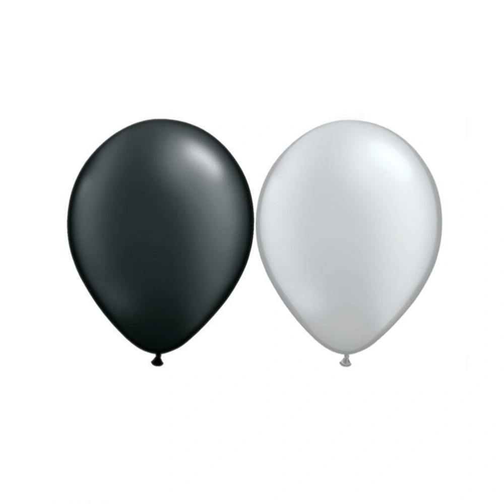 50pcs Round Natural Latex Balloons for Wedding Birthday Party 1.8g Balloons Toy for Kids Having Fun (Black & Silver)