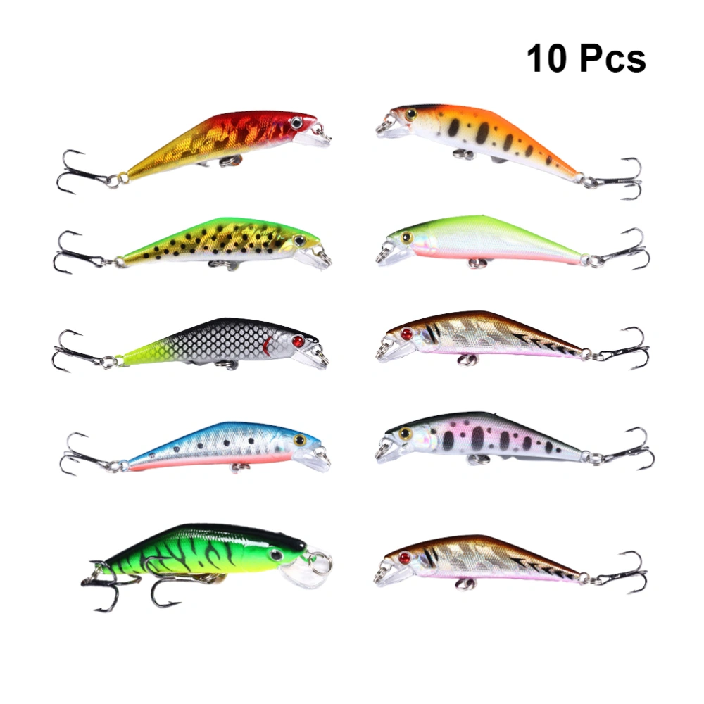 10 Pcs 6.8cm 5.2g 20 colors Fish Bait Movable Tongue Minnow Bait 3D Eyes Lure Bait Colorful Hard Bait Fake Bait Fishing Lures - 8#(Random Style)