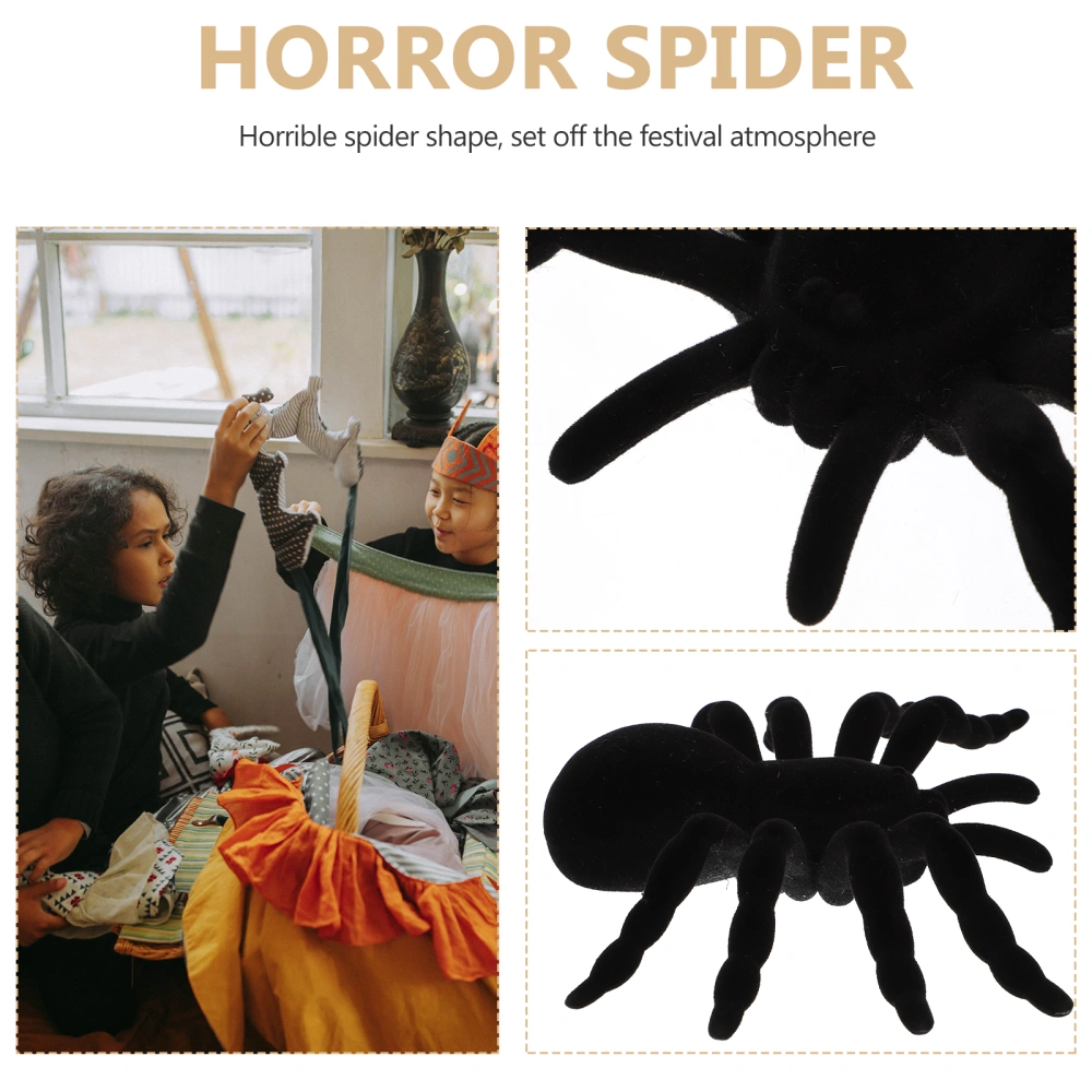 4Pcs Halloween Trick Tools Fake Spider Models Decorative Spider Props (Black)