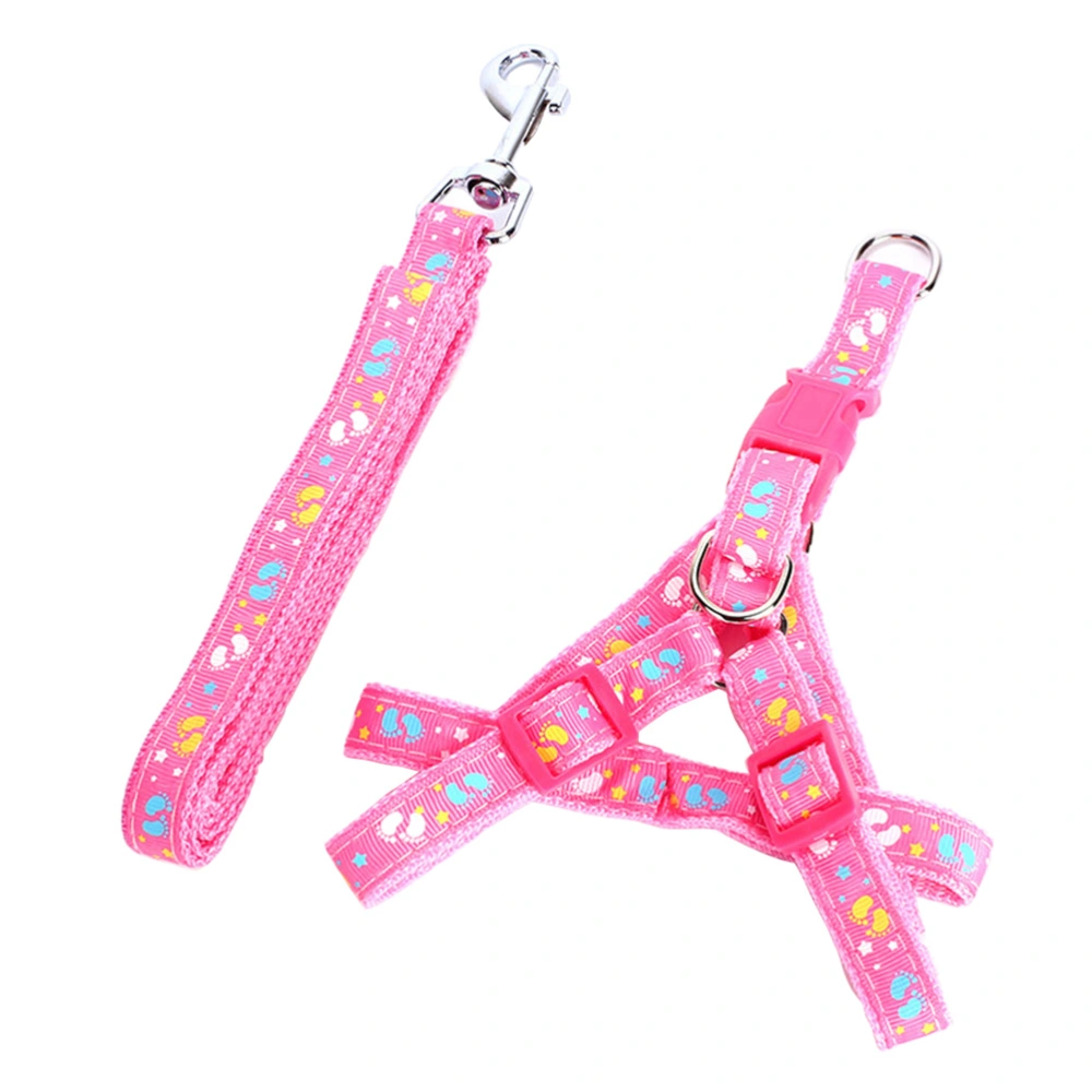 Adjustable Pet Traction Rope Dog Training Walking Leash Puppy Dog Collar Small Pets (Pink)