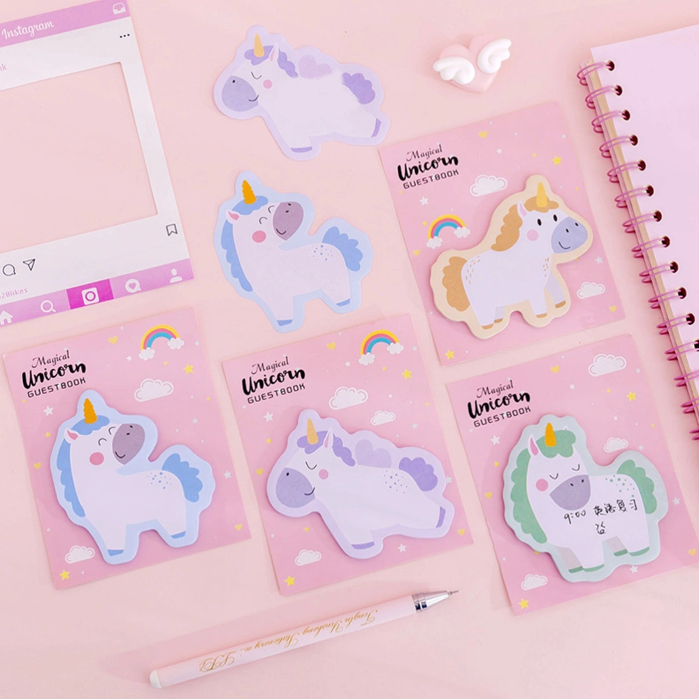 8pcs Unicorn Pattern Sticky Notepads Self-Stick Note Pads Memo Pad Stationery Note Paper for Office School (Blue + Green + Purple + Yellow)