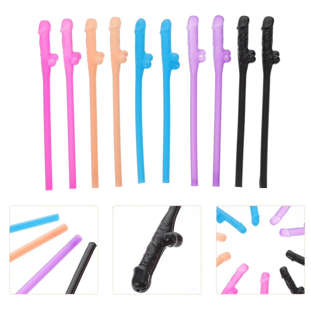 20pcs Naughty Sipping Straws Penis Shaped Drinking Straws for Hen / Girls Party(Random Color)