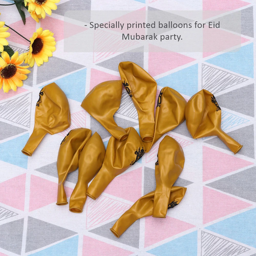 50Pcs 12 Inches Eid Mubarak Latex Balloons Set without Ribbon (Gold Castle)