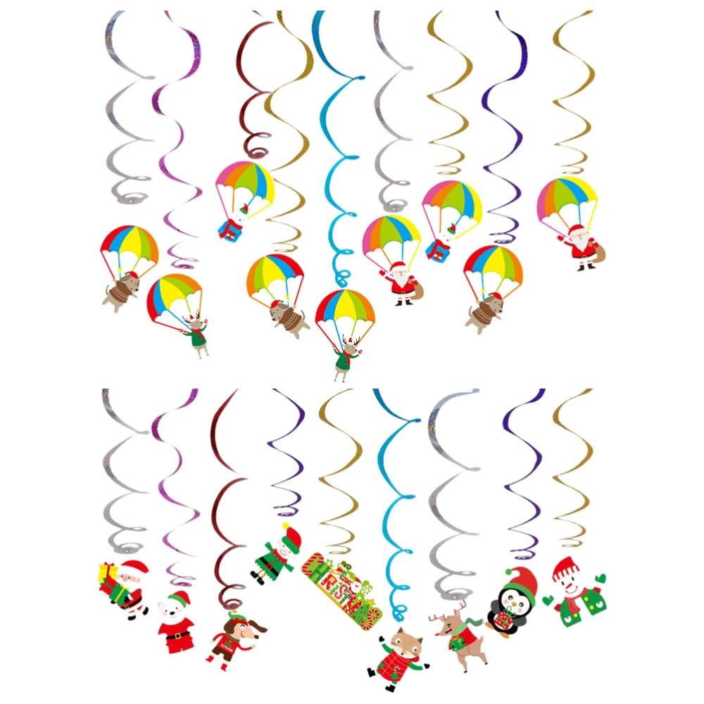 2 Sets Creative Christmas Spiral Pendants Streamers Party Decoration Supplies