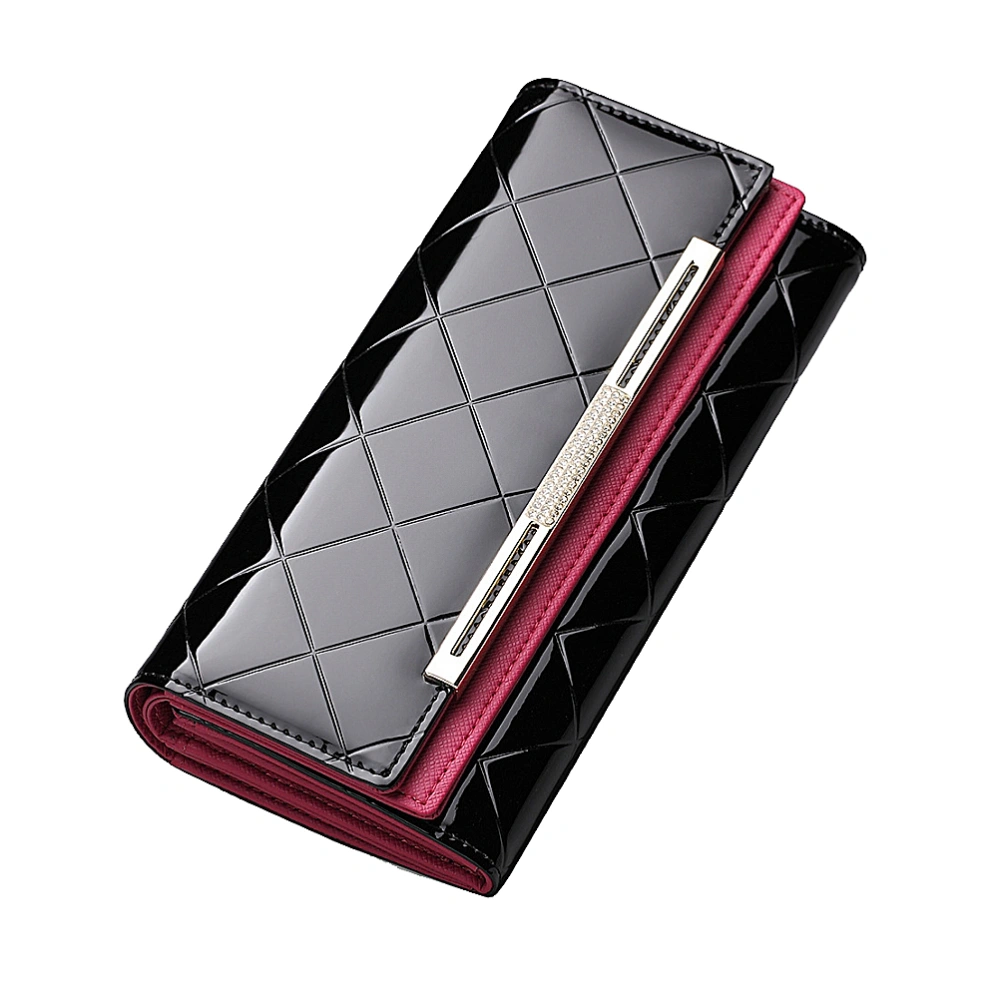 Women Fashion Wallet Long Large Capacity Credit Holder Charming Clutch Wallet Female Coin Purse Black