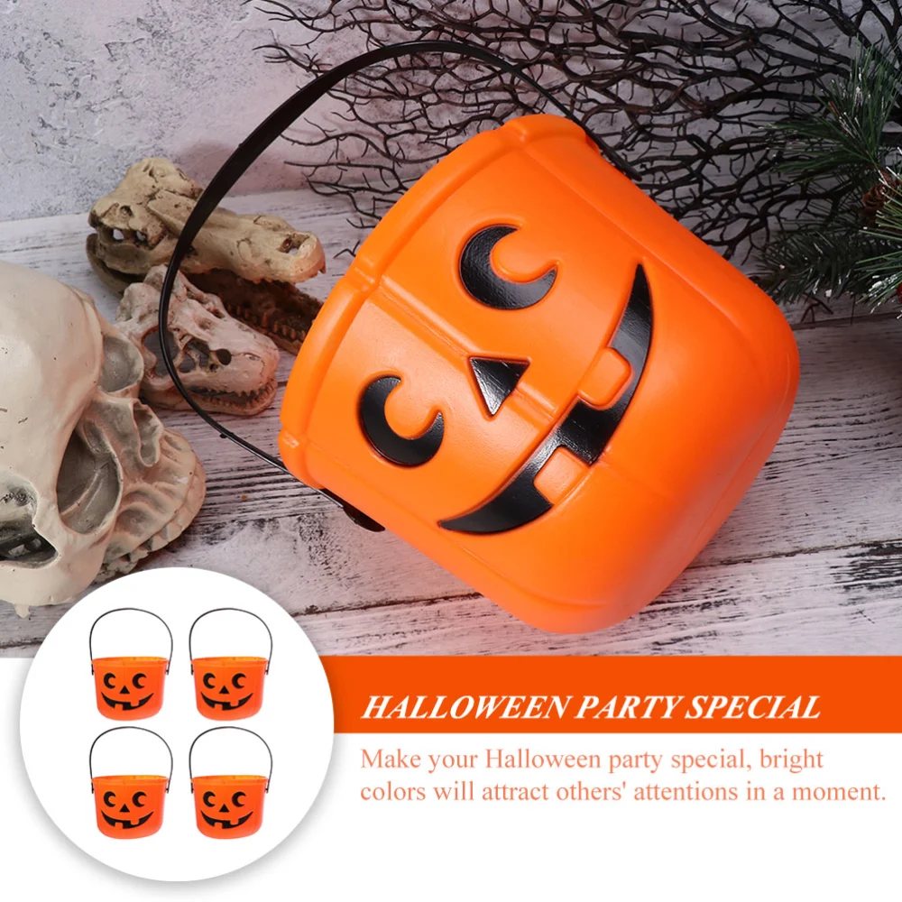 4pcs Halloween Candy Storage Buckets Halloween Adornments Trick or Treat Buckets