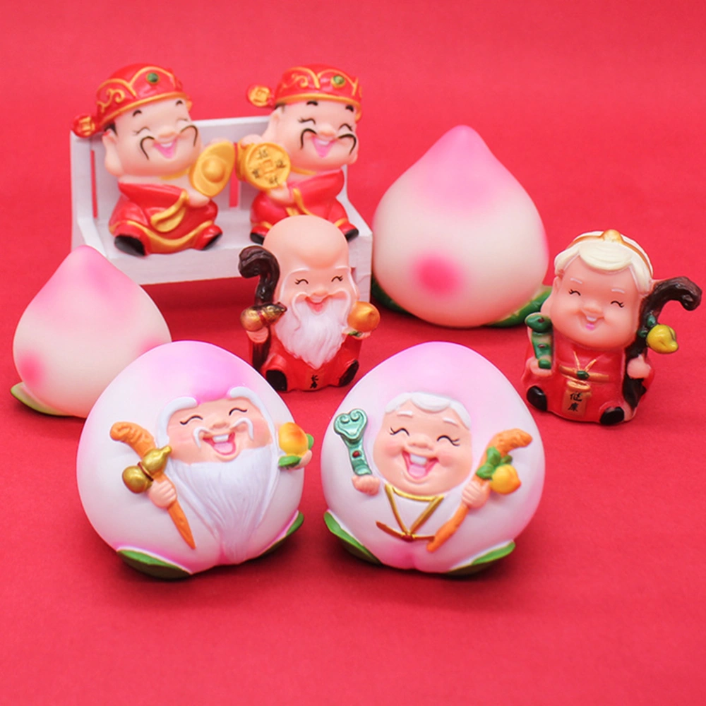 Grandpa and Grandma Birthday Cake Decor Chinese Style Scene Bake Layout Adorable Peach Shaped Dessert Birthday Cake Toppers (Peach Grandma)