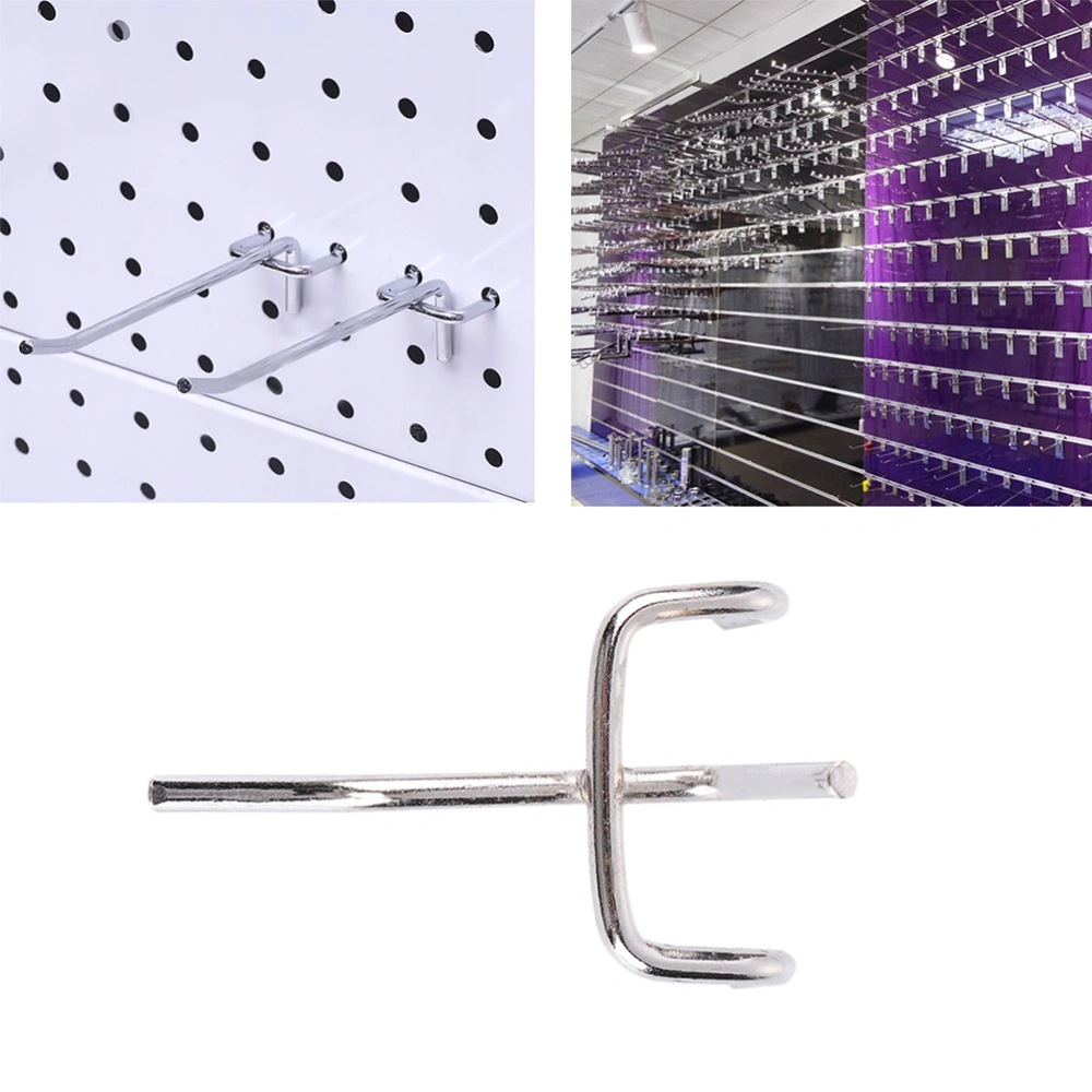 100pcs Shelf Hook Supermarket Shelves Three Foot Hook Hole Board Hook Three Fork Triangular Hole Board Hook (3.3mm Width/2.5cm Hole Diameter 10cm Length Silver)