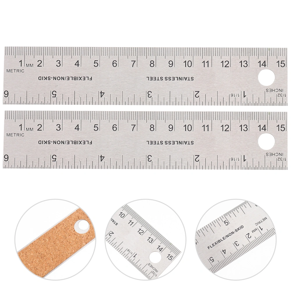 2pcs Professional Cork Backing Rulers Engineering Rulers Office Stationery