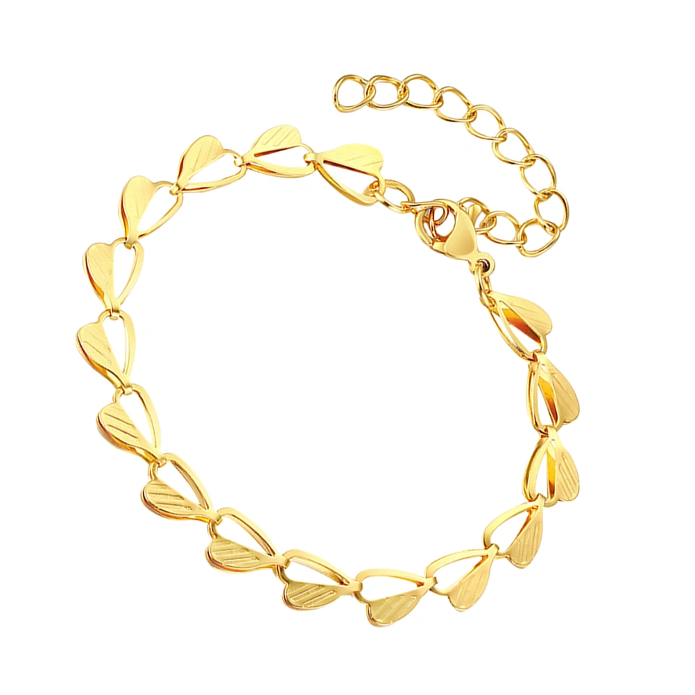 1 Set Stainless Steel Leaf Shaped Necklace Bracelet Set Bridal Jewelry Golden