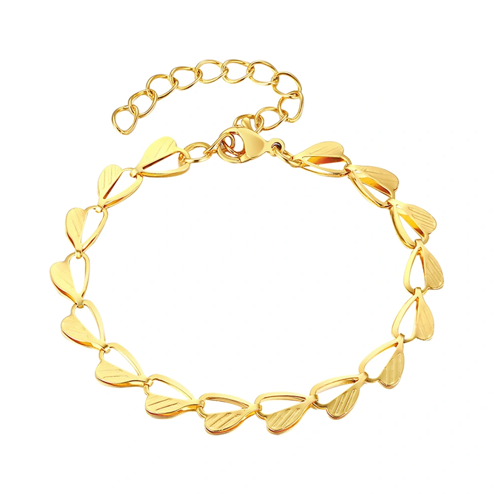 1 Set Stainless Steel Leaf Shaped Necklace Bracelet Set Bridal Jewelry Golden