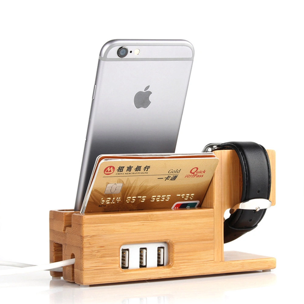 Wood Charging Dock Charge Station Stock Cradle Holder for Apple Watch iPhone Series