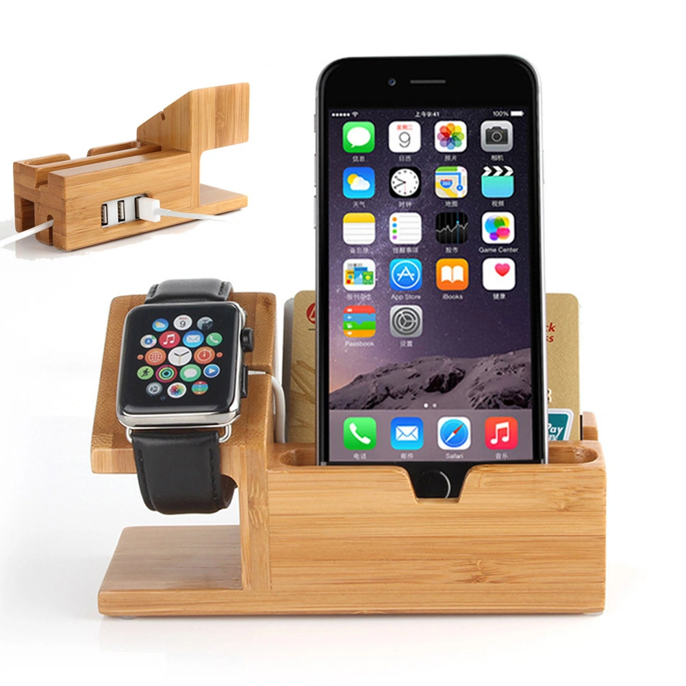 Wood Charging Dock Charge Station Stock Cradle Holder for Apple Watch iPhone Series