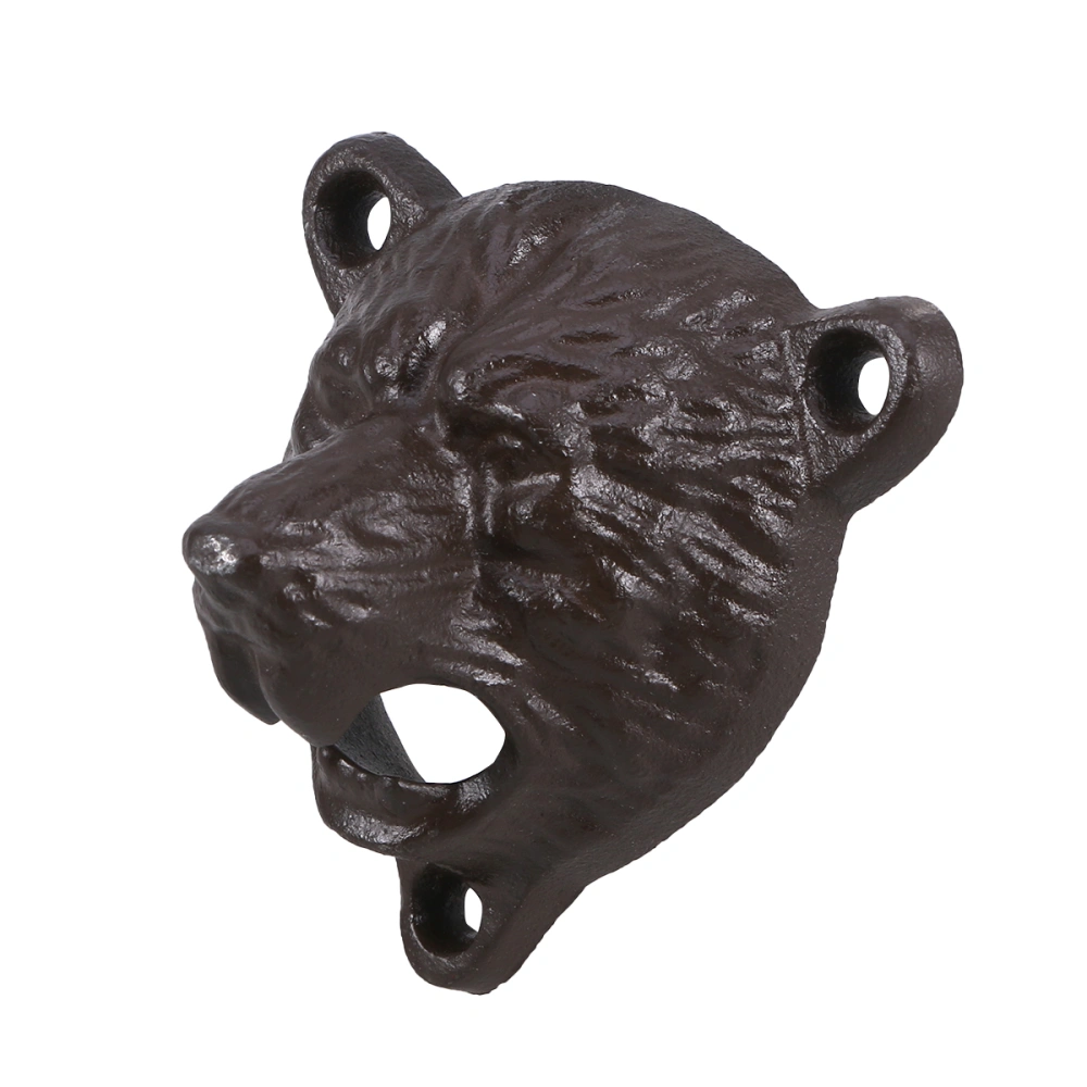 1Pcs Cast Iron Bear Head Shape Bottle Opener Wall-mounted Bottle Opener Soda Beer Wine Opener (Brown)