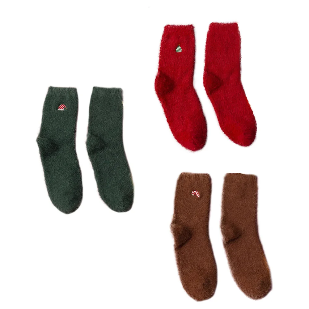 3 Pairs Adorable Floor Socks Christmas Theme Warm Socks Cold Protection Stocking