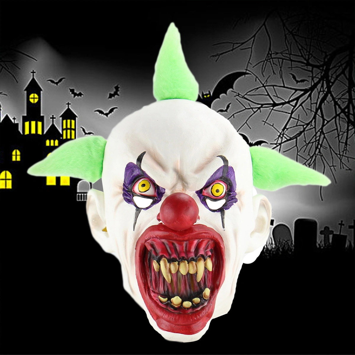 Halloween Cosplay Mask Horrific Mask Creepy Terrifying Toothy Bloody Mouth Clown Mask