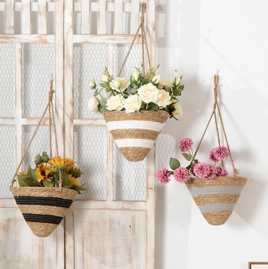 Woven Planter Indoor Planter Outdoor Garden Hanging Plant Pot Balcony Hanging Flower Pot