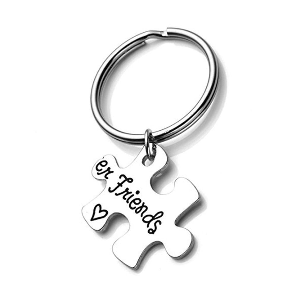 Jigsaw Key Rings Key Chain Key Pendant Always Forover Friends for Girls Firends Silver