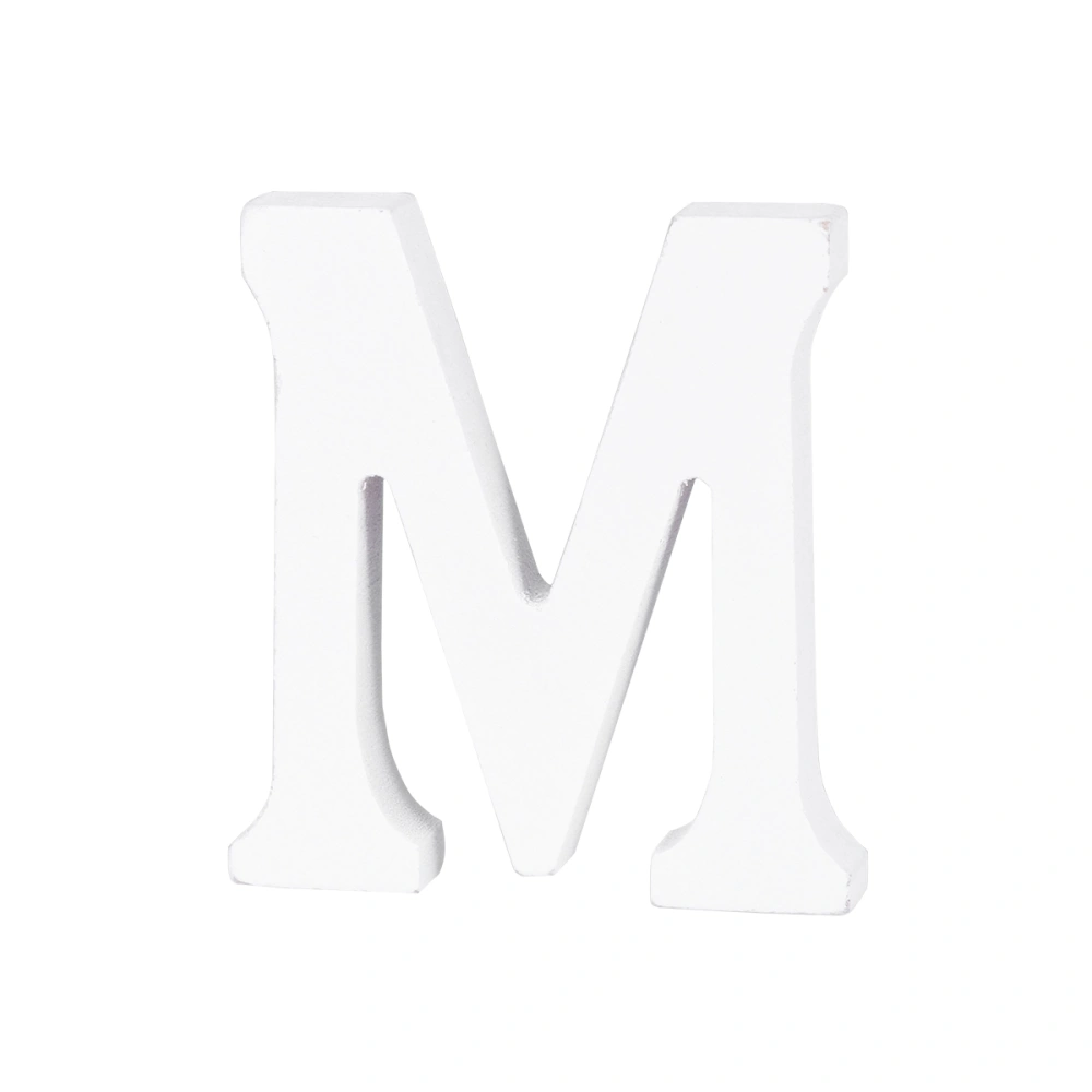 Wood Letters M Decor Simple DIY Letter for Wedding Party Birthday Home Store (White, 8cm)