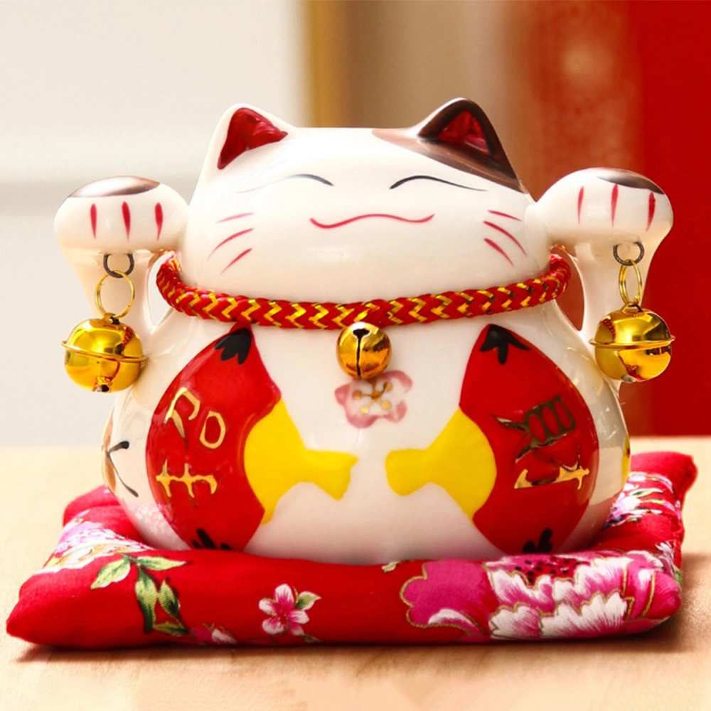 Maneki Neko Cat Statue Ceramic Piggy Bank Storage Jar Home Decor Money Change Pot