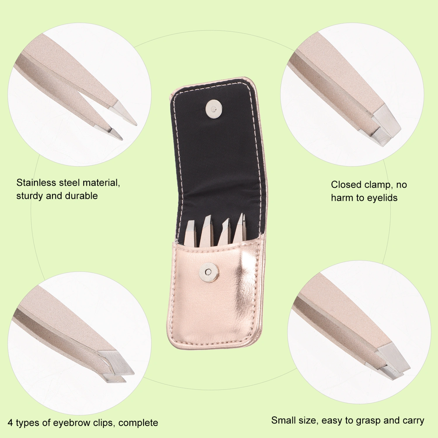 4Pcs Stainless Steel Brow Clips Cosmetic Tools Eyebrow Tweezers Makeup Clamps
