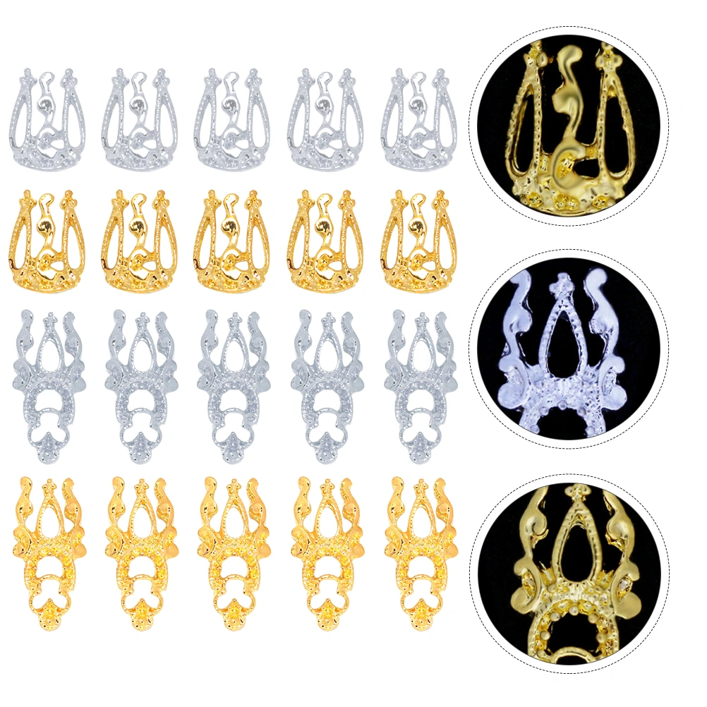 20pcs Fashionable Nail Art Decorations DIY Accessories for Nail (Golden, Silver)