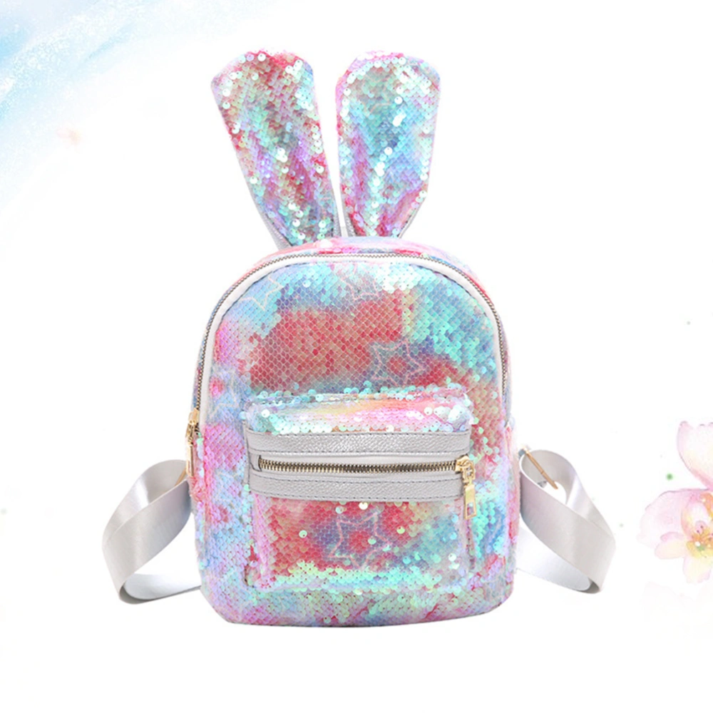 1PC Rabbit Sequined Backpack Women Sequin Backpack Creative Fashion Portable Schoolbag for Students Females (Star)