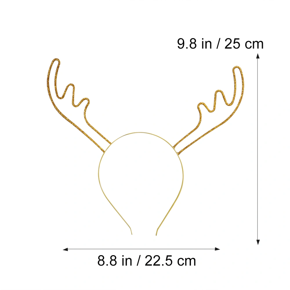 Funny Christmas Glitter Deer Antler Headband Costume Cosplay Party Novelty Hair Headware Hair Accessories For Kids And Adults (Golden)