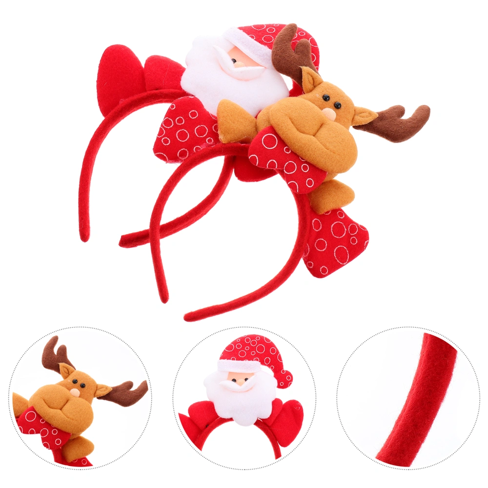 2pcs Santa Deer Hair Clasp Xmas Headband Christmas Hair Random Pattern