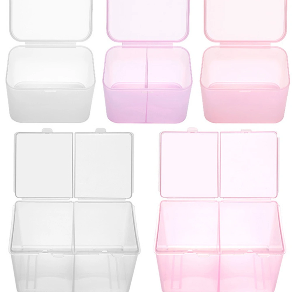 2pcs Plastic Storage Box Jewelry Nail Box Packaging Box  Multi-Function Parts Case Container (Pink + Transparent)