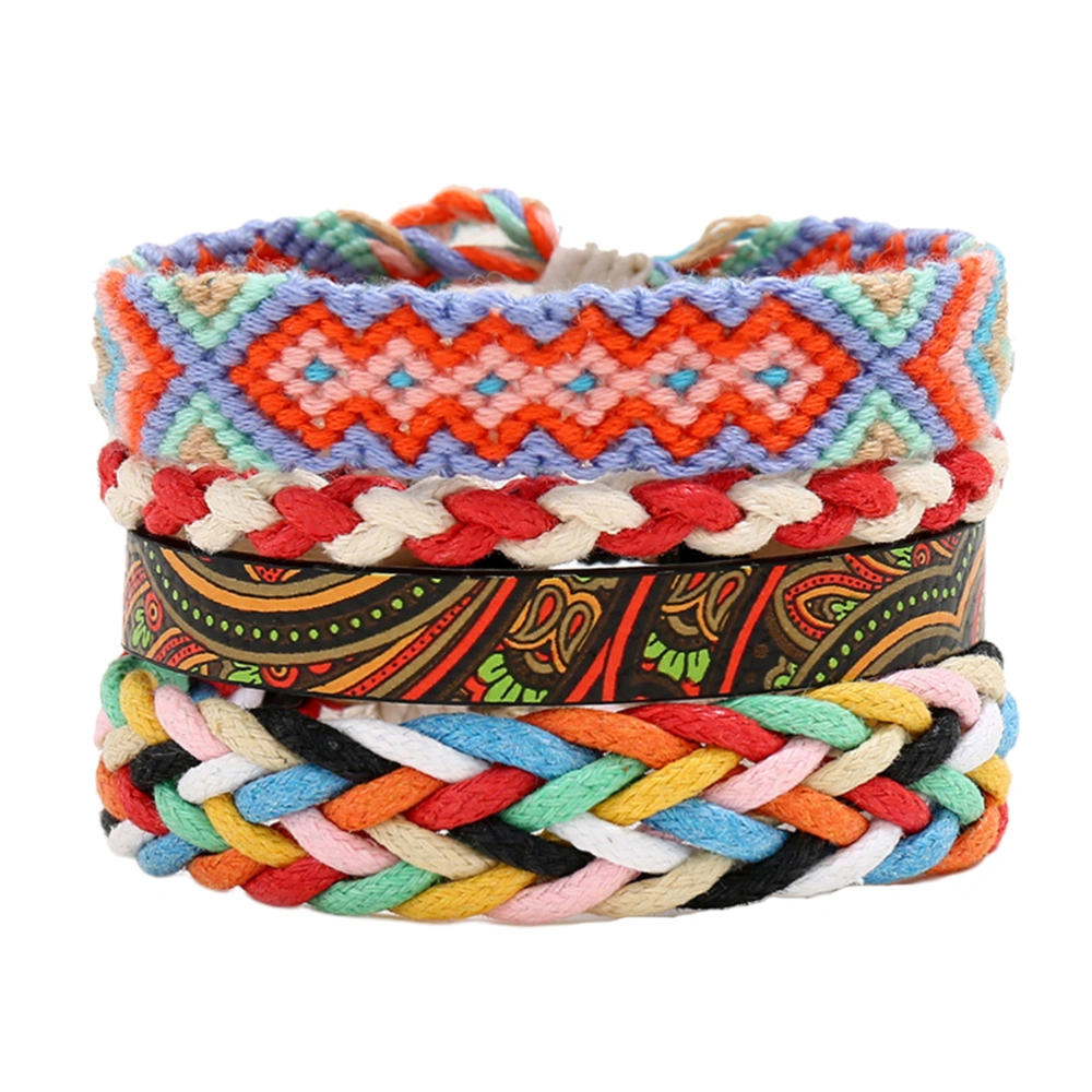 4pcs Bohemian Style Bracelet Retro Bright Color Ethnic Style DIY Bracelet Hand Chain for Women