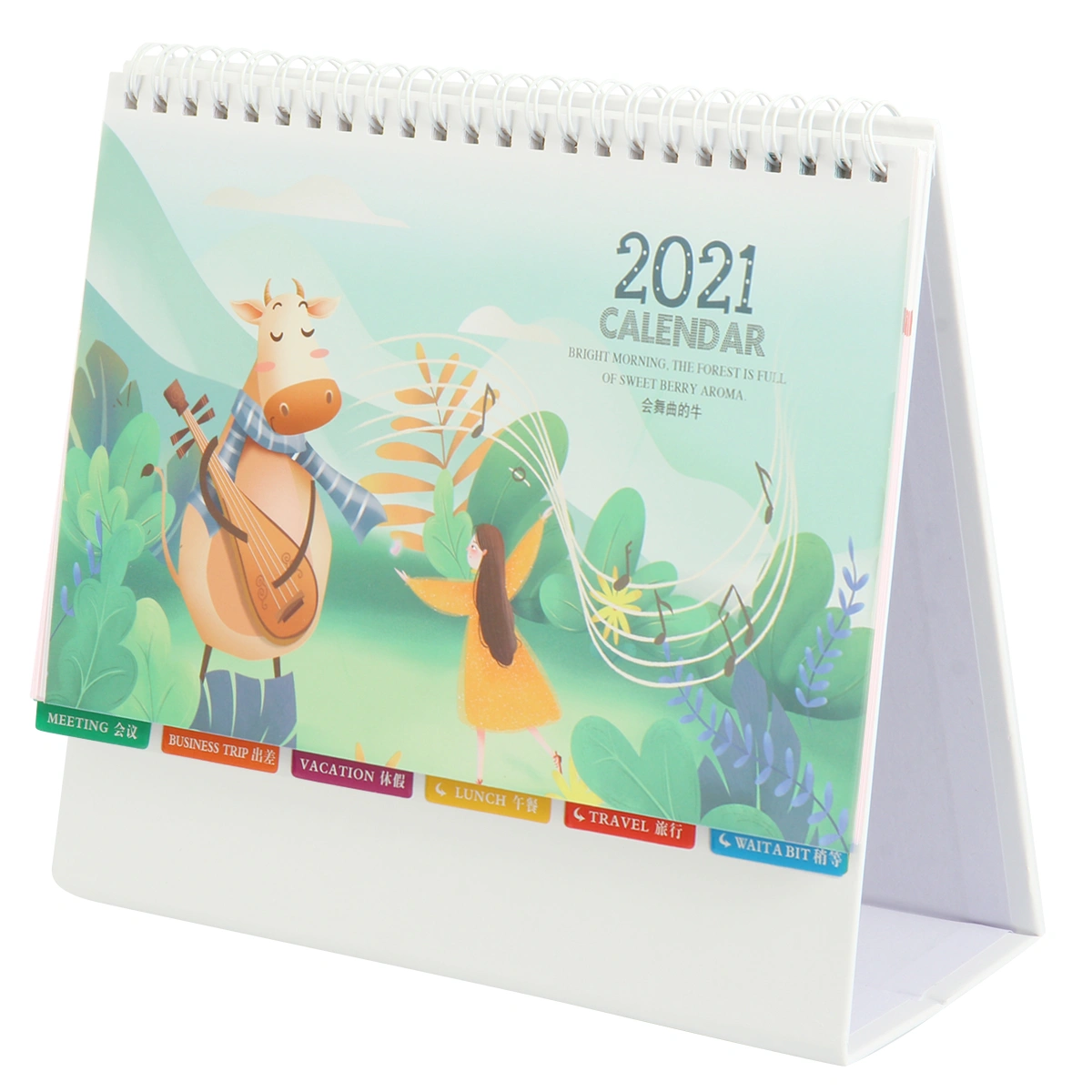 1Pc Portable 2021 Desk Paper Calendar Desktop Calendar Agenda Organizer (OX)