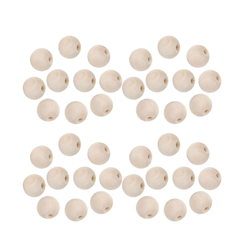 200pcs Creative Wooden Beads Round Beads DIY Craft Jewelry Accessories for Home Bracelet Pendant Supplies (14mm, Light Yellow)