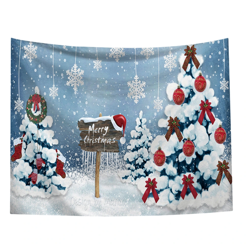 Christmas Hanging Cloth Decorative Tapestry Door Curtain for Home (200x150cm, Sanding Style, Sky-blue)