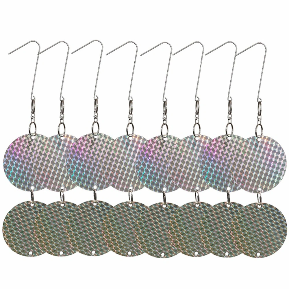 8Pcs   Reflective Rhombus Flakelet Bird Repellent Reflective Scare Wafer Hanging Decor Deterrent Control Device for Woodpeckers and Pigeons