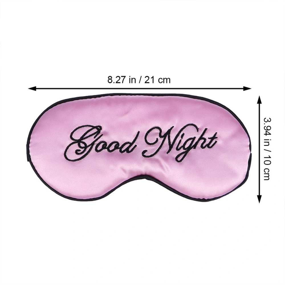 2pcs Silk Sleep Eye Mask Embroidery Eyeshade Large Blindfold Night Blinder for Men Women Kids (Black Inserted Line and Pink Embroidered Adjusting Buckle)