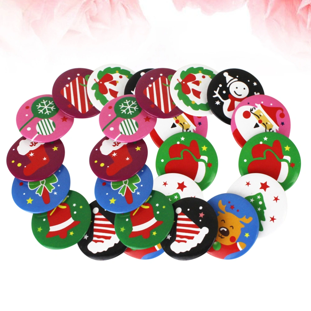 24pcs Christmas Tinplate Cartoon Badge Children Gifts Brooch Cartoon Jewelry Tinplate Badge Gift (Random Style)