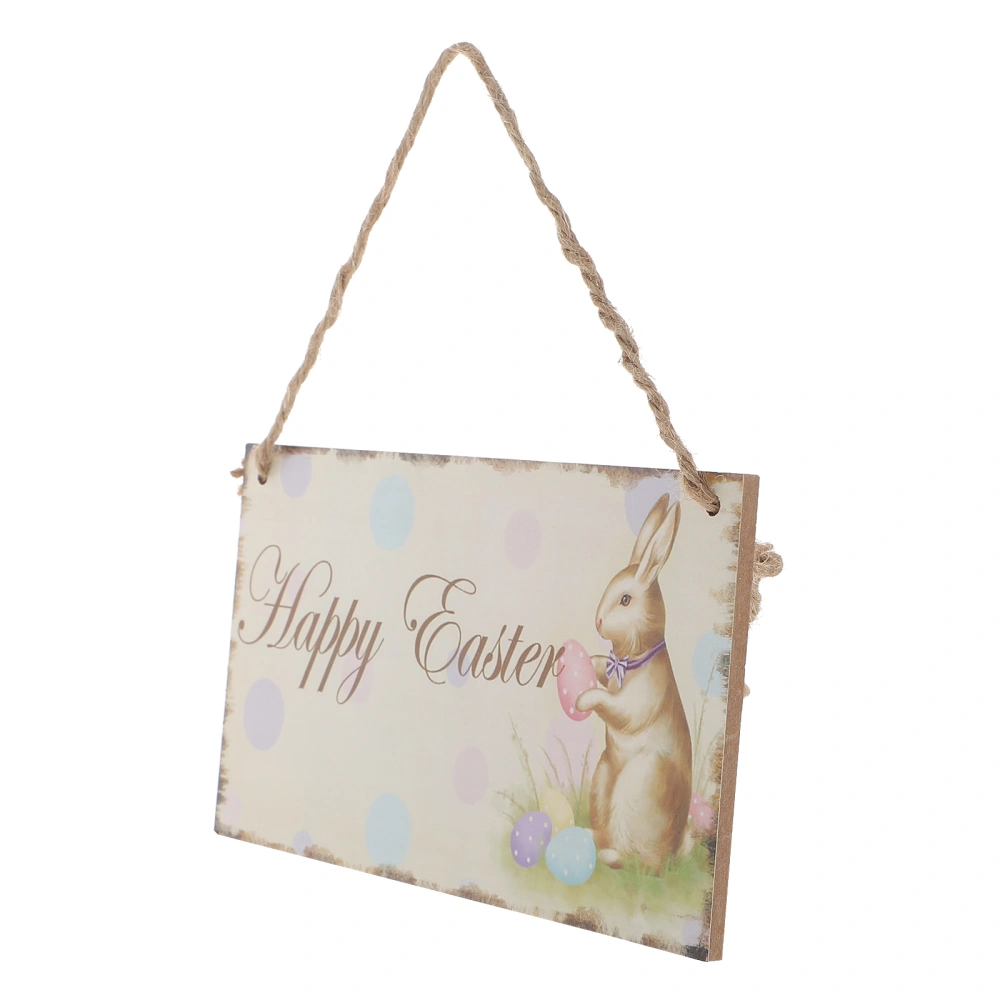 Happy Easter Sign Wooden Rabbit Hanging Decoration Sign