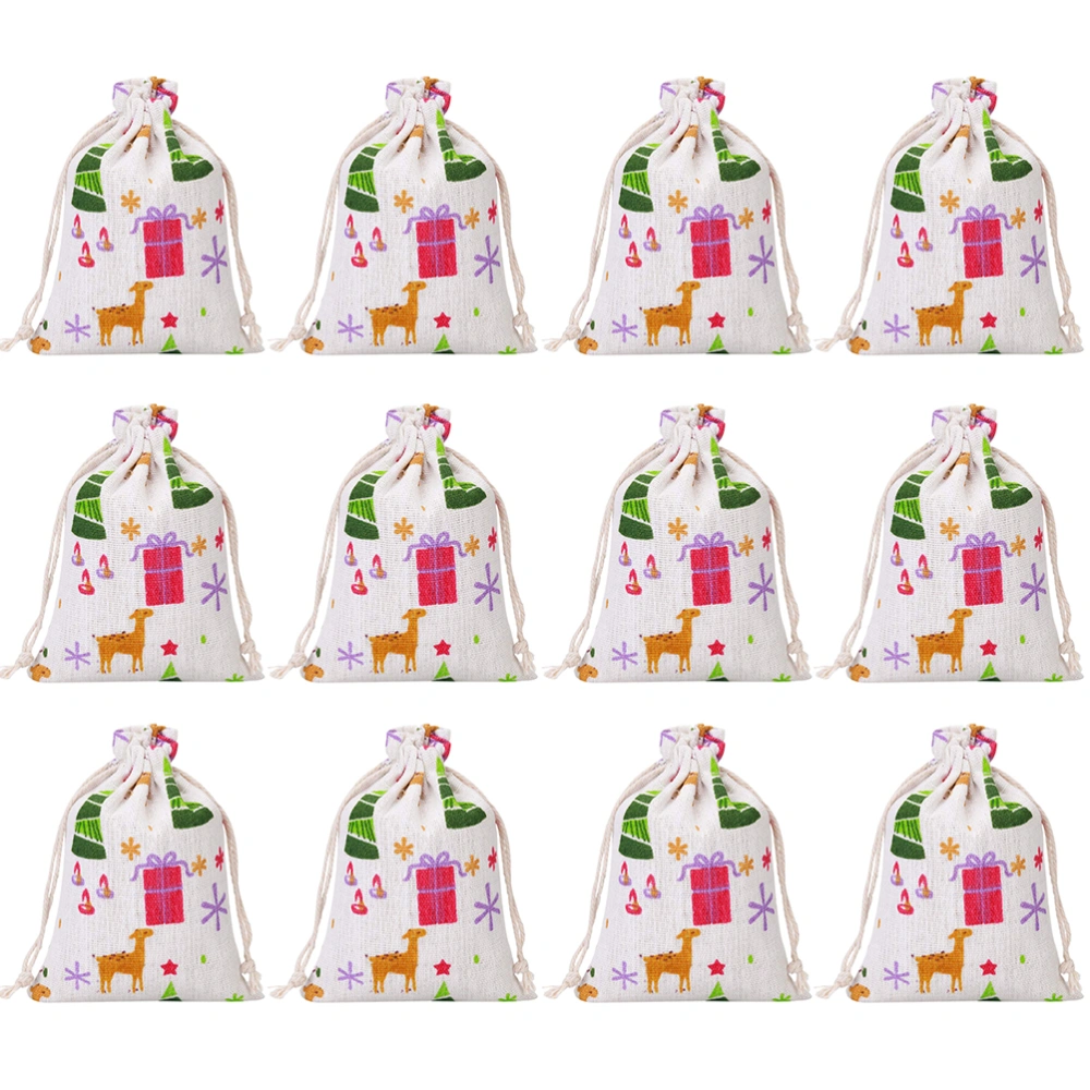 25pcs Christmas Cotton Bundle Pocket Candy Gift Bag Lovely Bags (As Shown)