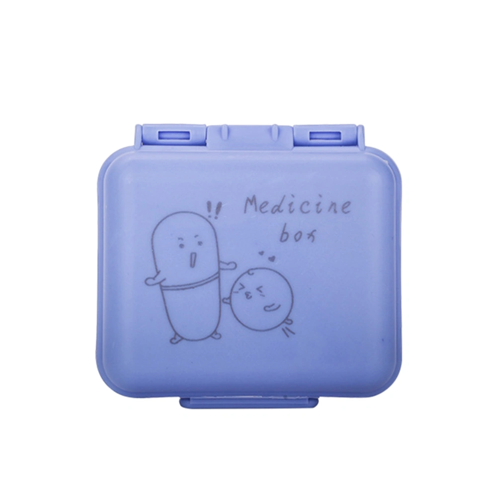 Medicine Splitter Box Sealing Plastic Container Capsule Pill Organizer Mini Storage Case for Indoor Outdoor Travel (Blue)