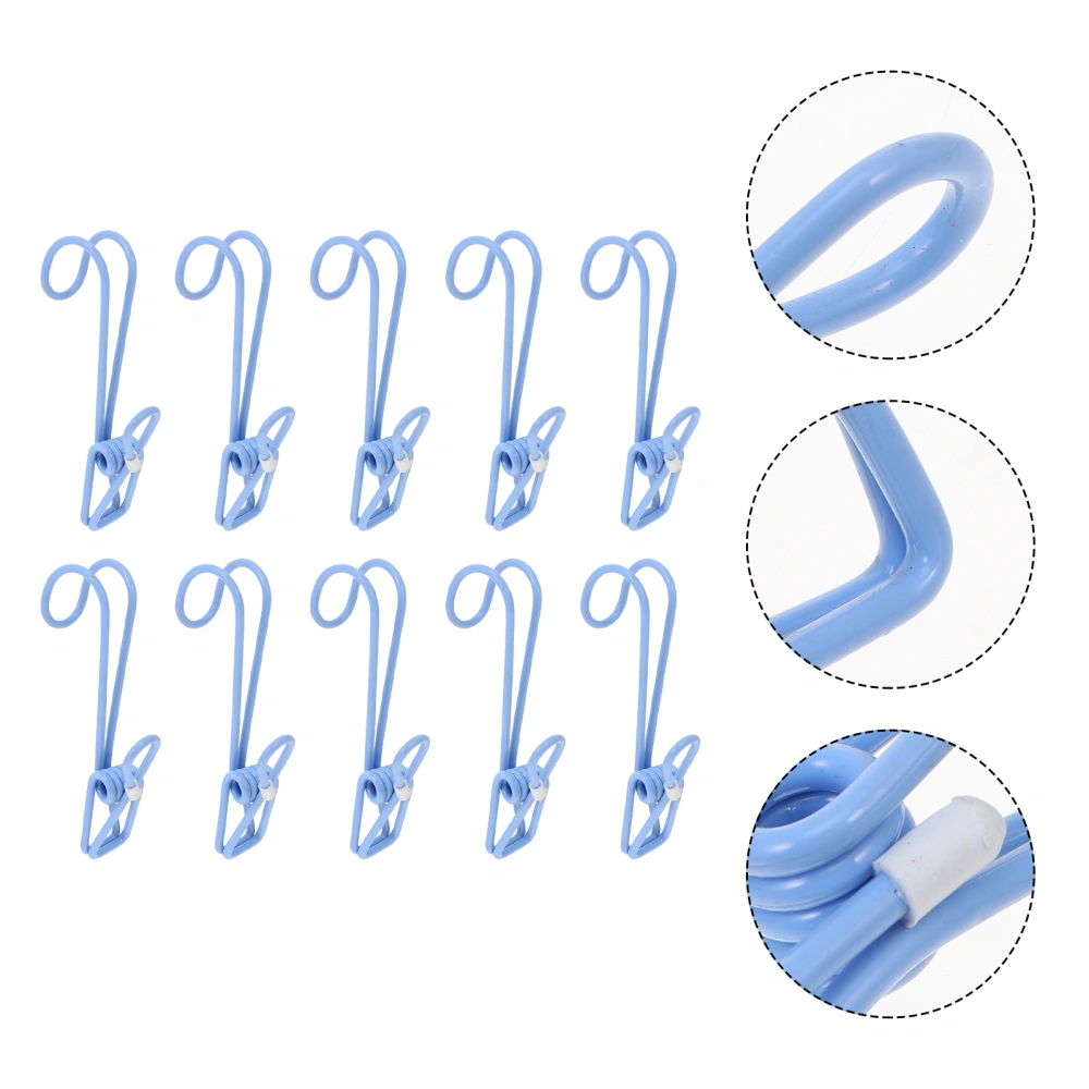 10PCS Simple Colored Plastic-coated Clip with Hook Multi-function Clothes Pin M