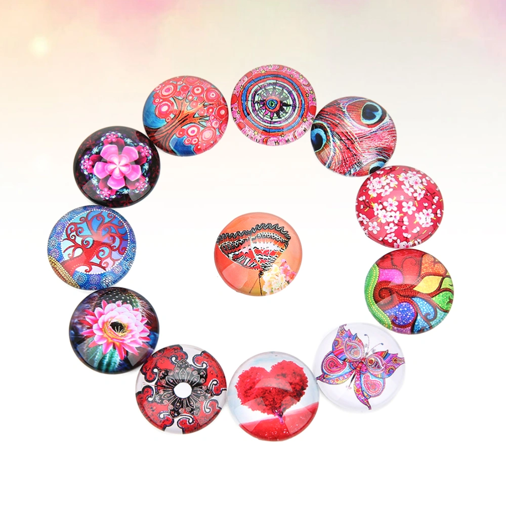 1 Bag 20pcs DIY Jewelry Supplies Gems Glass Sticker Round Patches for Pendant Jewelry Making (Mixed Color 10mm)