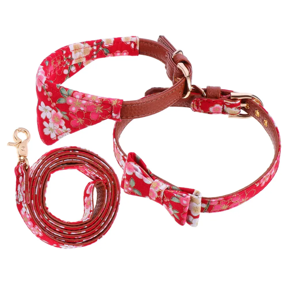 1 Set/3pcs Pet Collar Leash and Triangle Towel Pet Accessories Pet Supplies