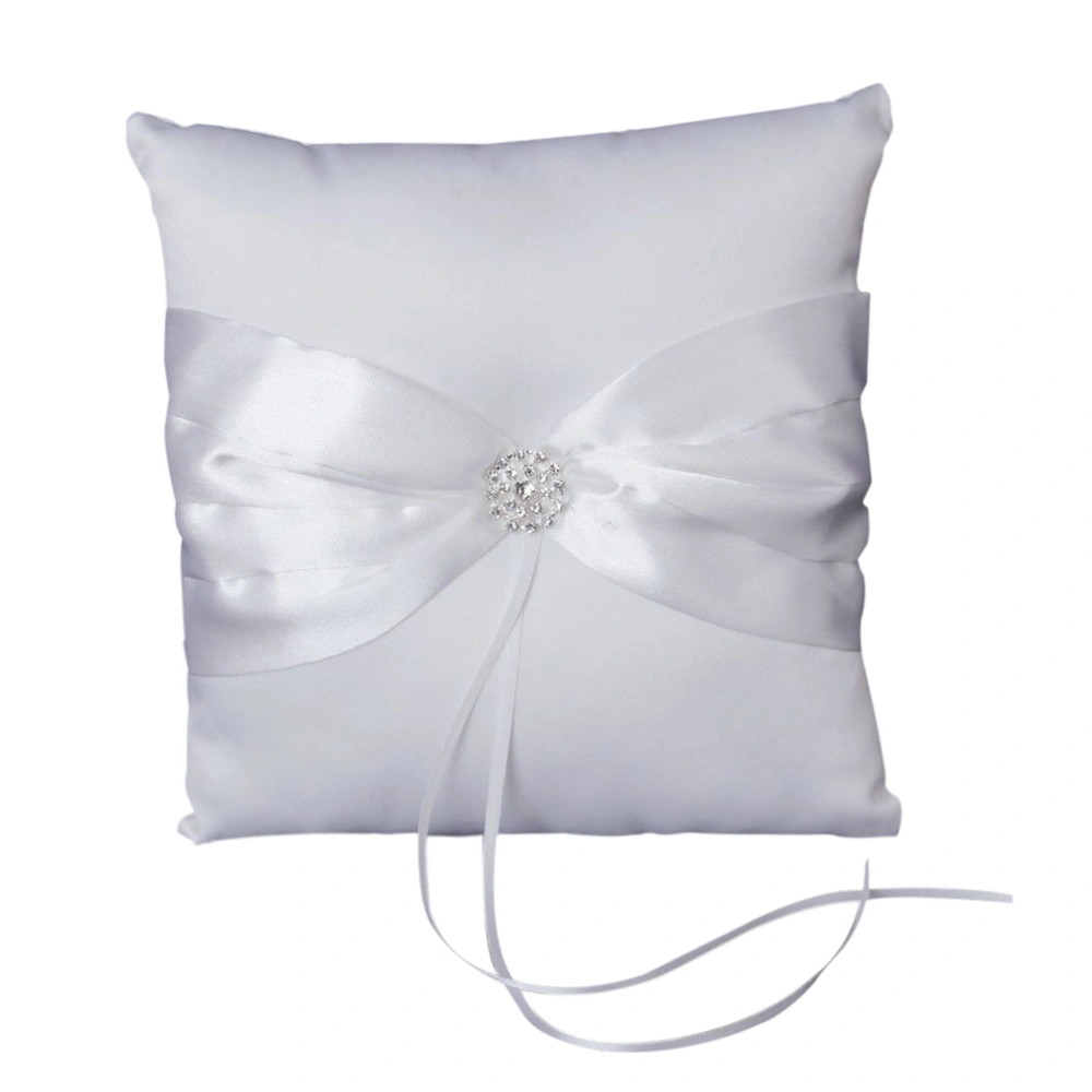 20*20cm Sparkling Rhinestones Bridal Wedding Ceremony Ring Bearer Pillow with Ribbon